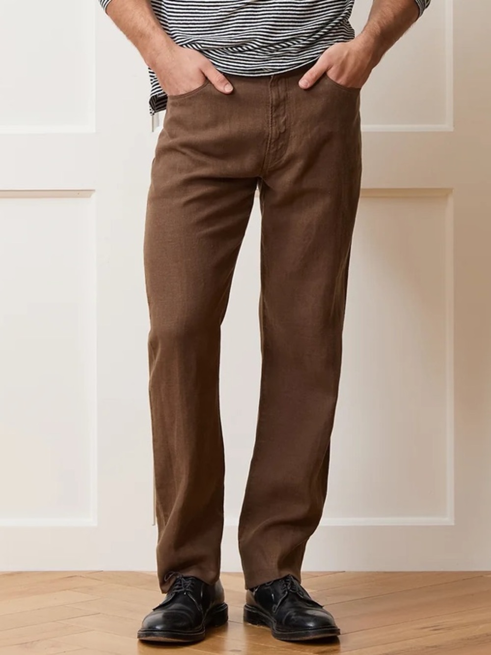 NWT TODD SNYDER Vintage Straight Fit 5-Pocket Linen Pant in Cigar Sz 33 x 32
